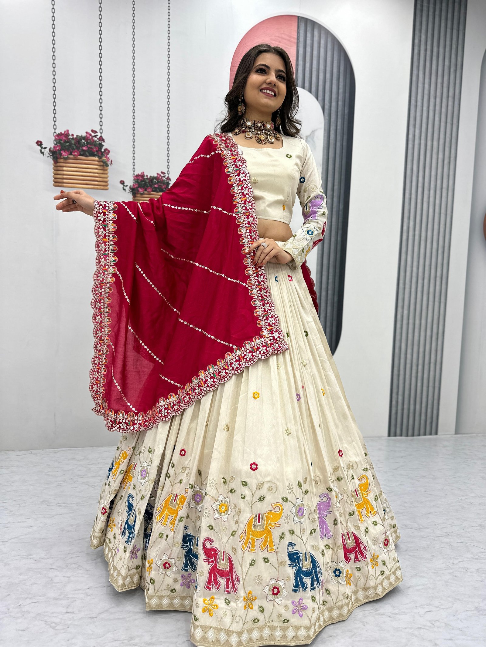 Pure Tissue Silk heavy work Lehenga